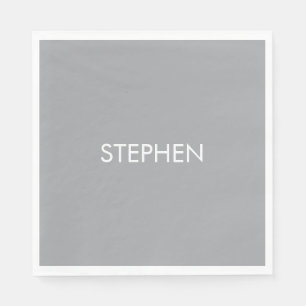 Gray minimalist custom name  napkin