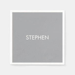 Gray minimalist custom name napkin