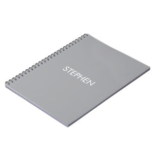 Gray minimalist custom name  notebook