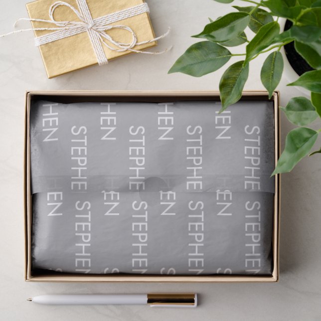 Gray minimalist custom name  tissue paper (Gift)