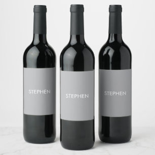 Gray minimalist custom name wine label