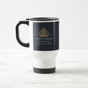 Gray Minimalist Home Building Construction Travel Mug