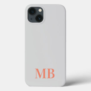 Gray Minimalist Modern Initial Monogram iPhone 13 Case