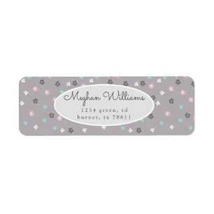 gray minimalist spring floral return address