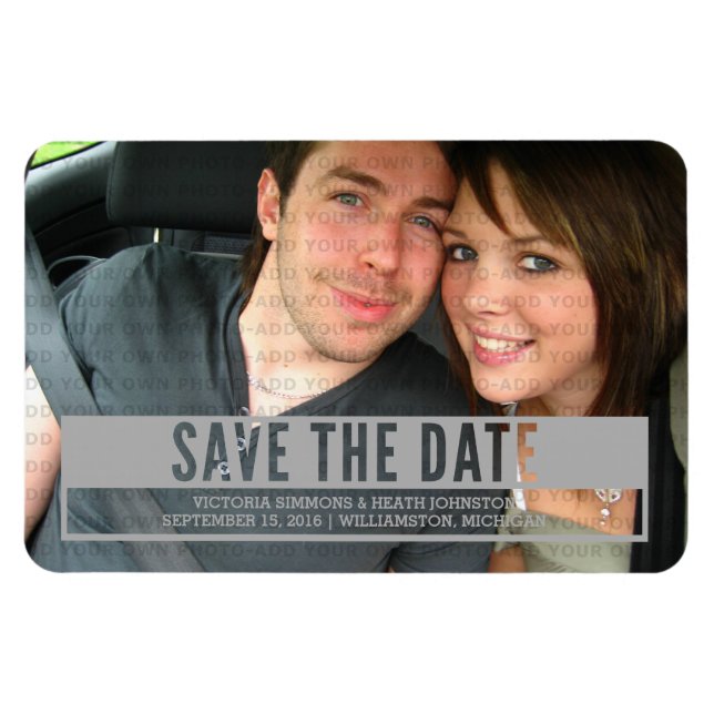 Gray Modern Cut Out Save the Date Magnet (Horizontal)
