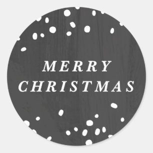 Gray Modern Snow Globe Merry Christmas Sticker
