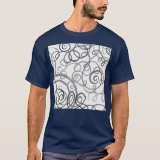 Gray Monochrome Whimsical Organic Lines Curves Wat T-Shirt