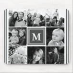 Gray Monogram Family Photo Collage Mouse Mat<br><div class="desc">Monogram Family Photo Collage. Personalize this custom design with your own monogram initial or text.</div>