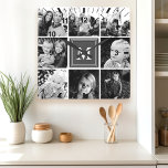 Gray Monogram Family Photo Collage Square Wall Clock<br><div class="desc">Monogram Family Photo Collage. Cute home decor for any room. Personalize this custom design with your own monogram initial or text.</div>