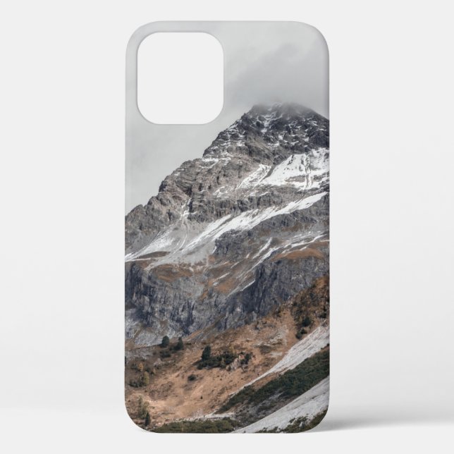 GRAY MOUNTAINS WITH SNOW CAPPED SURROUNDED WITH TR Case-Mate iPhone CASE (Back)