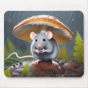 Gray Mouse Under a Toadstool Mat