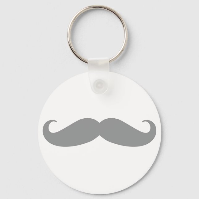 Gray Mustache Pattern Key Ring (Front)