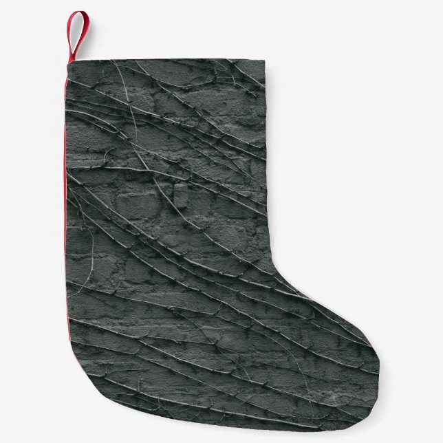 Gray painted brick wall small christmas stocking (Front)
