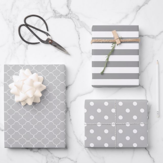 Gray Patterned Wrapping Paper Sheet (Front)