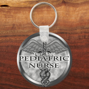 Gray Pediatric Nurse  Key Ring
