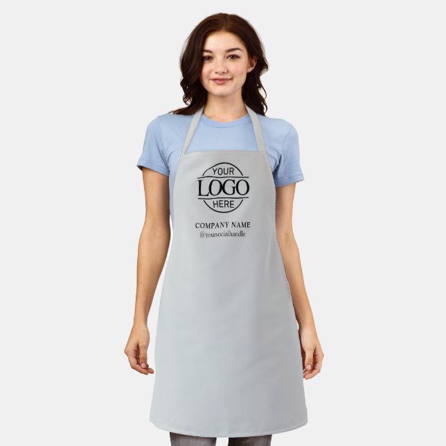 Gray Personalized Apron with Logo Custom Uniform (Worn)