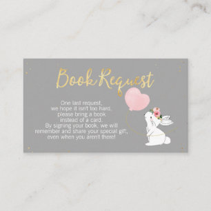 Gray Pink Bunny Baby Shower Book Request Insert