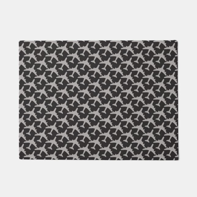 Gray Plane Airplanes Pilot Plane Aviation Aviator Doormat (Front)