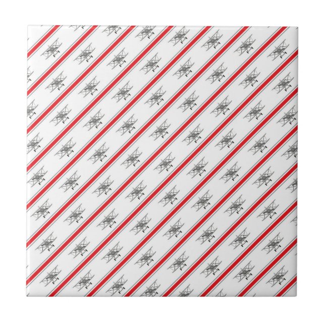 Gray Plane Red Lines Airplanes Pilot Plane Tile (Front)