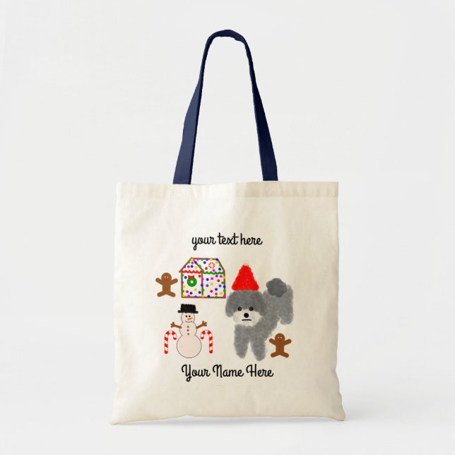 Gray Poodle Christmas #1 Tote Bag (Front)