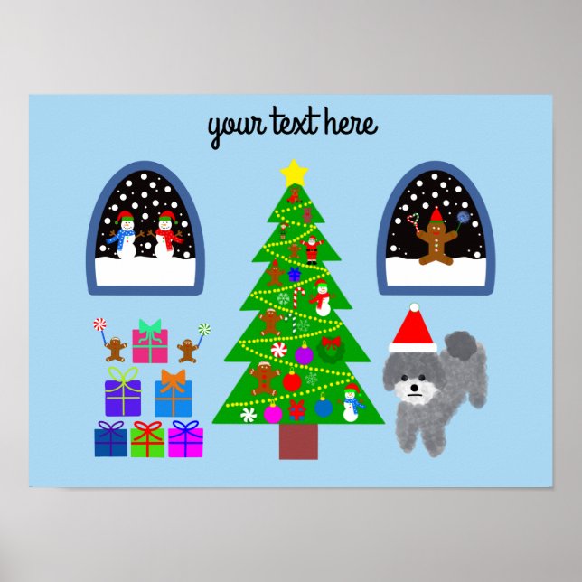 Gray Poodle Christmas #4 Poster (Front)