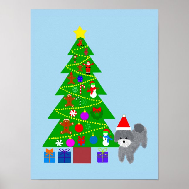 Gray Poodle Christmas #5 Poster (Front)