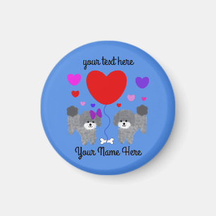 Gray Poodle Valentine #1 Round Magnet