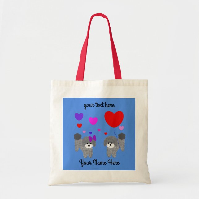 Gray Poodle Valentine #2 Tote Bag (Front)