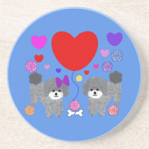 Gray Poodle Valentine #3 Coaster