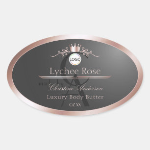 Gray Product Label Rose Gold Frame Logo Monogram