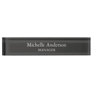 Gray Professional Manager Modern Plain Nameplate