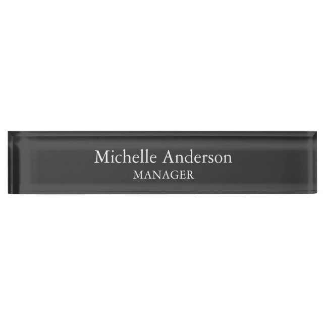 Gray Professional Manager Modern Plain Nameplate (Front)