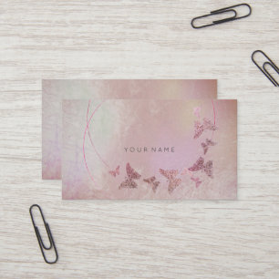 Gray Purple Blush Ballet Pink Butterfly Metallic Business Card