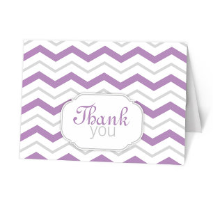 Gray Purple Chevron Modern Thank You Cards