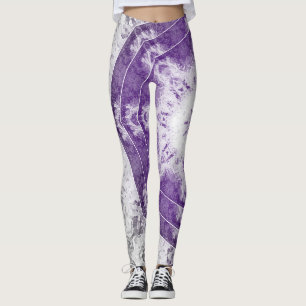 Gray Purple Fractal Art Leggings