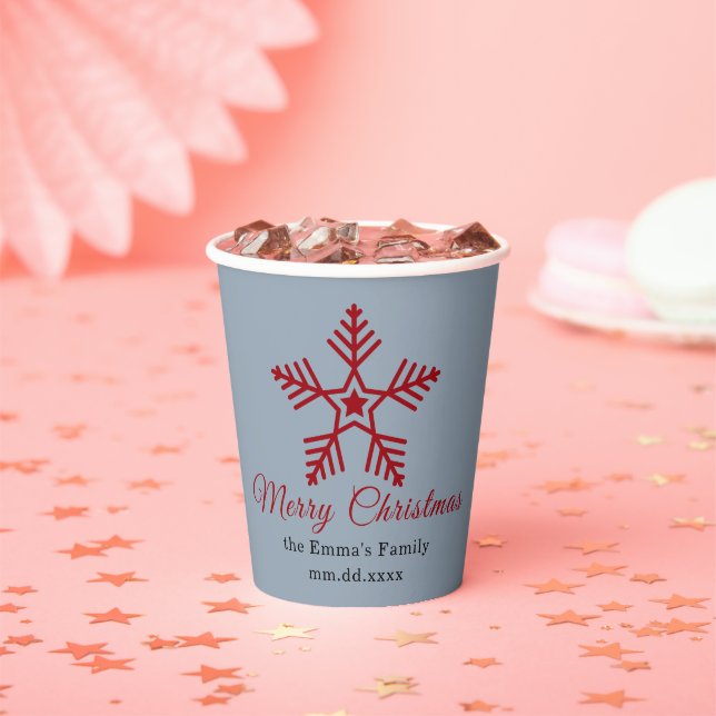 Gray Red Minimal Merry Christmas Party Cup (Insitu)