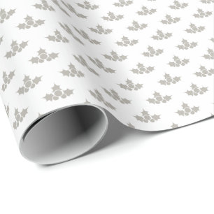 Gray Retro-Inspired Vintage Christmas Holiday Gift Wrapping Paper