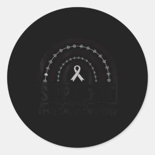 Gray Ribbon Brain Cancer Awareness Month Rainbow S Classic Round Sticker