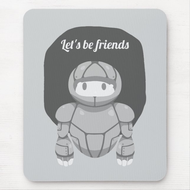 Gray robot on gray is friendly mouse mat (Front)