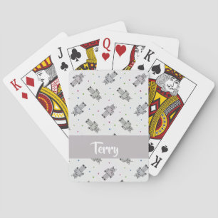 Gray robots pattern playing cards