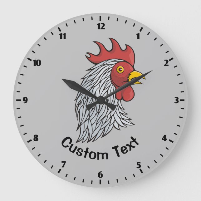Gray Rooster's Head Large Clock (Front)