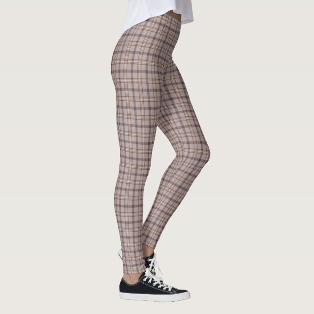 Gray Rose Plaid Classic Pattern Leggings (Right)