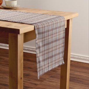 Gray Rose Plaid Classic Pattern Table Runner