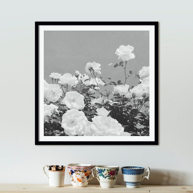 Gray Roses Floral Garden Photo Art Print Poster (Creator Uploaded)