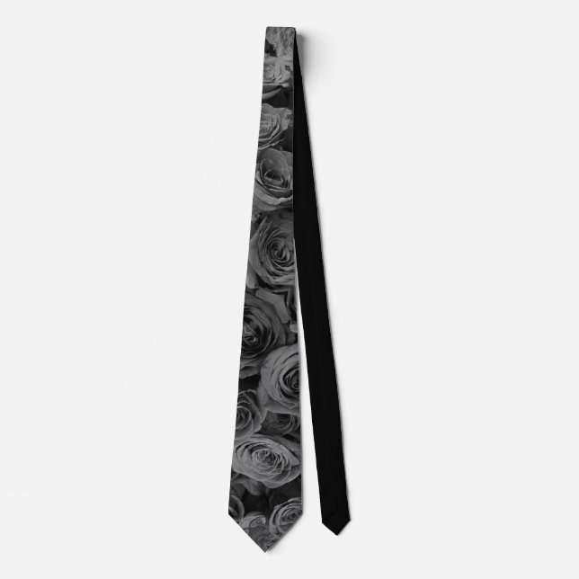 Gray roses, gray floral photo      tie (Front)