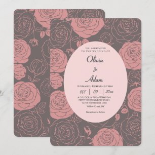 Gray Roses Wedding Invitation