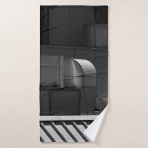 GRAY SCALE PHOTO OF A TRAIN BATH TOWEL