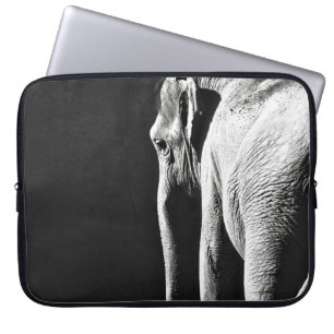 GRAY SCALE PHOTO OF ELEPHANT LAPTOP SLEEVE