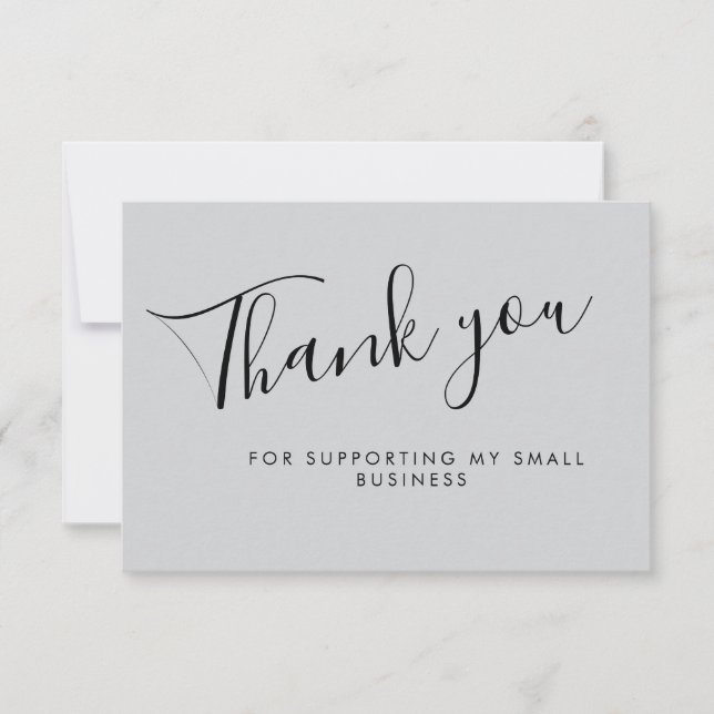 Gray Script Thank You Card Discount Review Busines (Front)