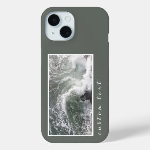 GRAY SEA OCEAN WAVES SWIRLING NATURE WATER PHOTO iPhone 15 CASE